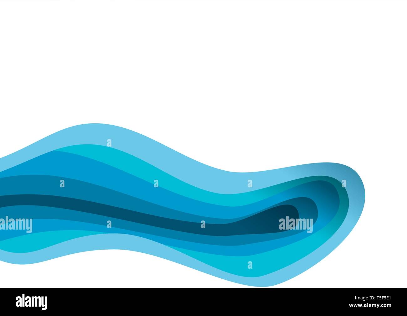 Vector design abstract background with blue paper cut waves. Stock Vector