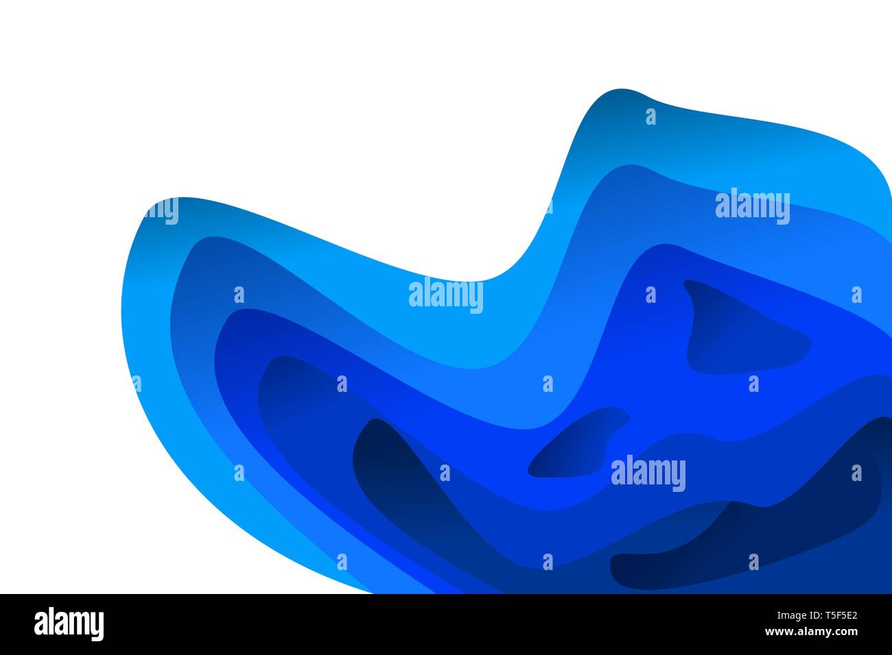 Vector design abstract background with blue paper cut waves. Stock Vector