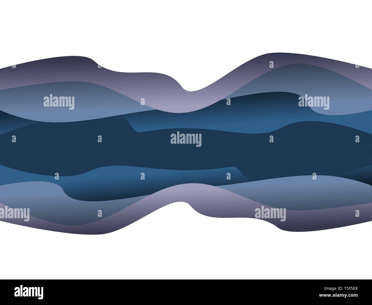 Vector design abstract background with blue paper cut waves. Stock Vector