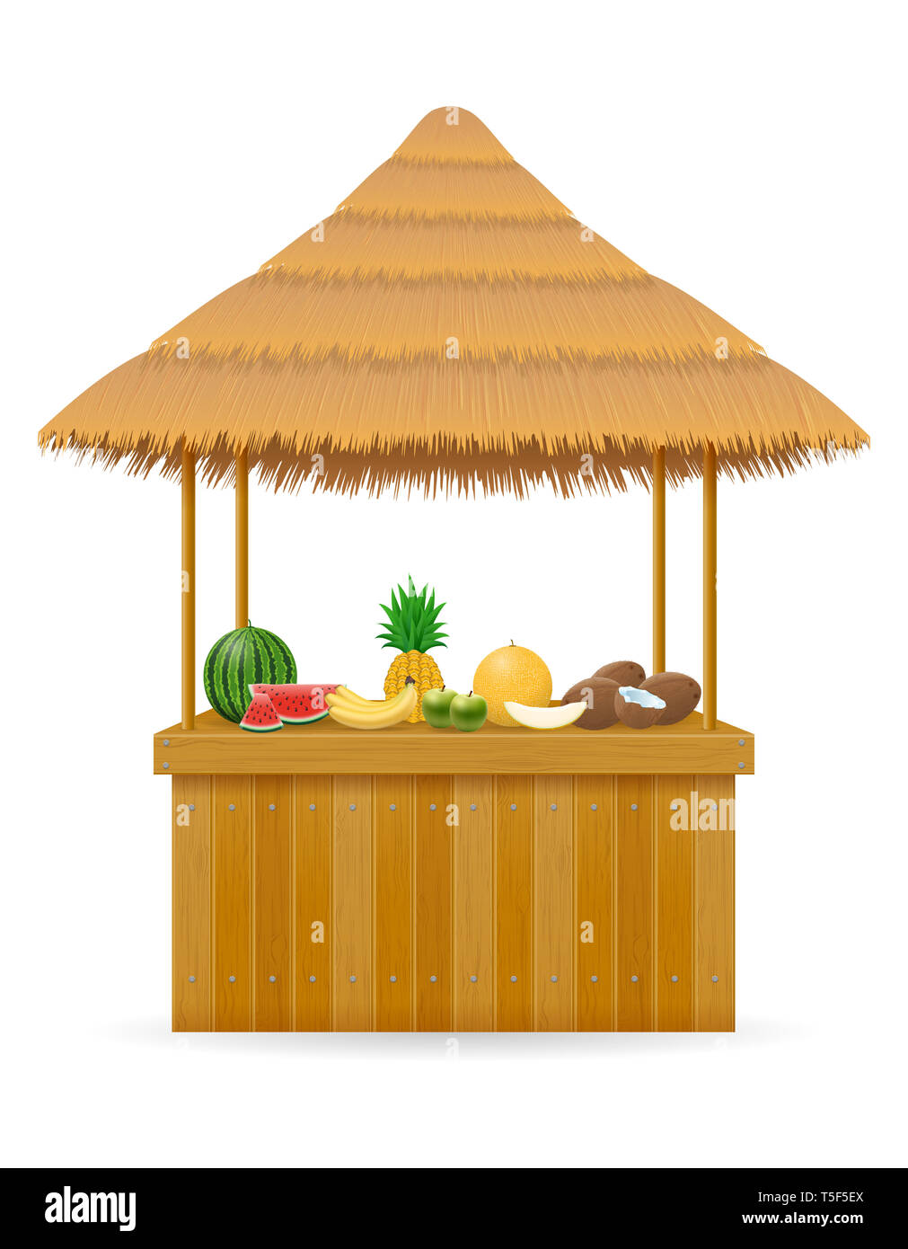 beach stall fresh bar for summer holidays on resort in the tropics vector illustration isolated on white background Stock Photo