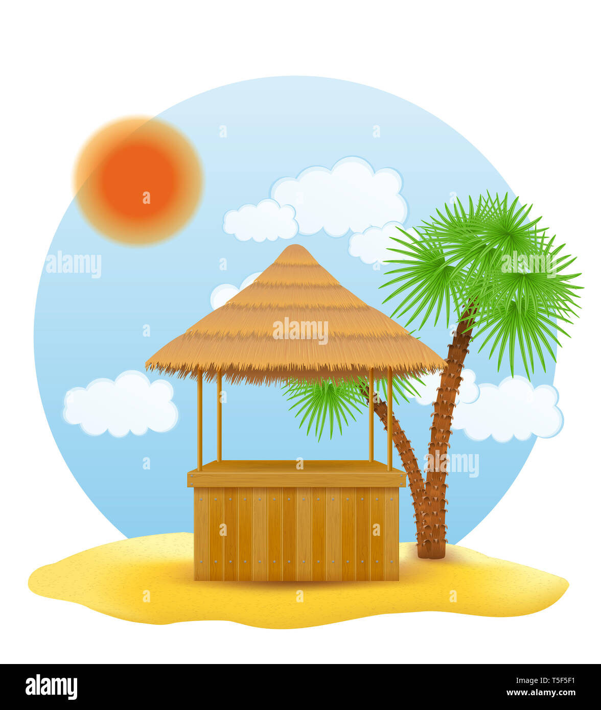 beach stall bar for summer holidays on resort in the tropics vector illustration isolated on white background Stock Photo