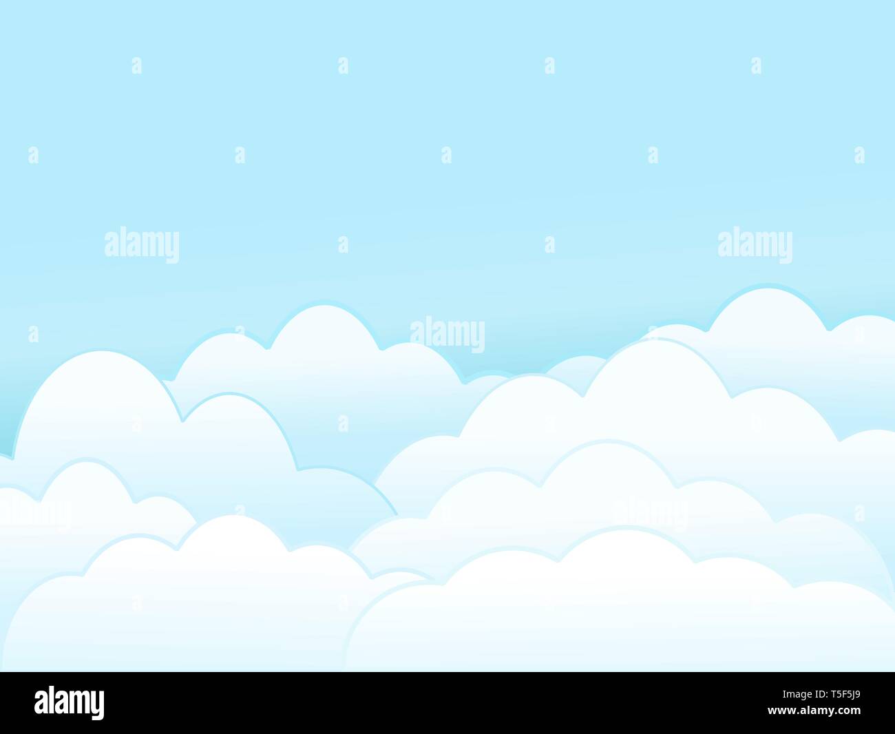 Paper clouds on the blue sky background vector. Stock Vector