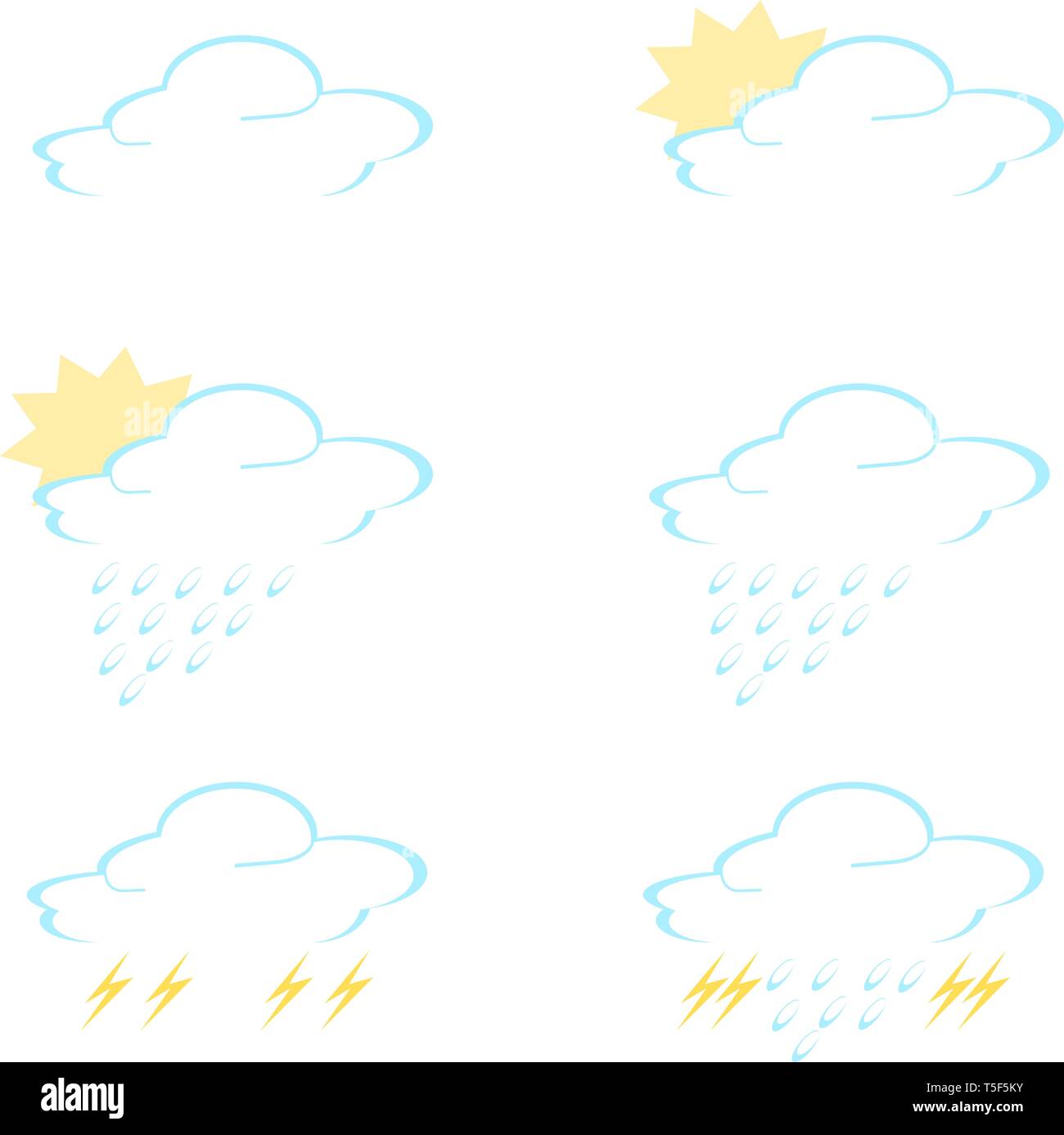 Set Weather forecast icons on white background Stock Vector