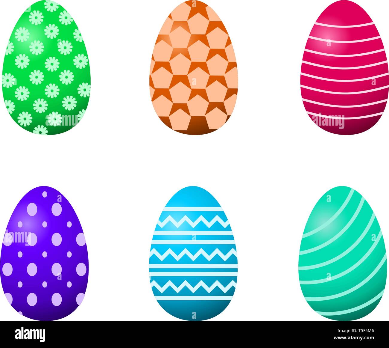 Colorful Easter eggs on the white background vector. Stock Vector