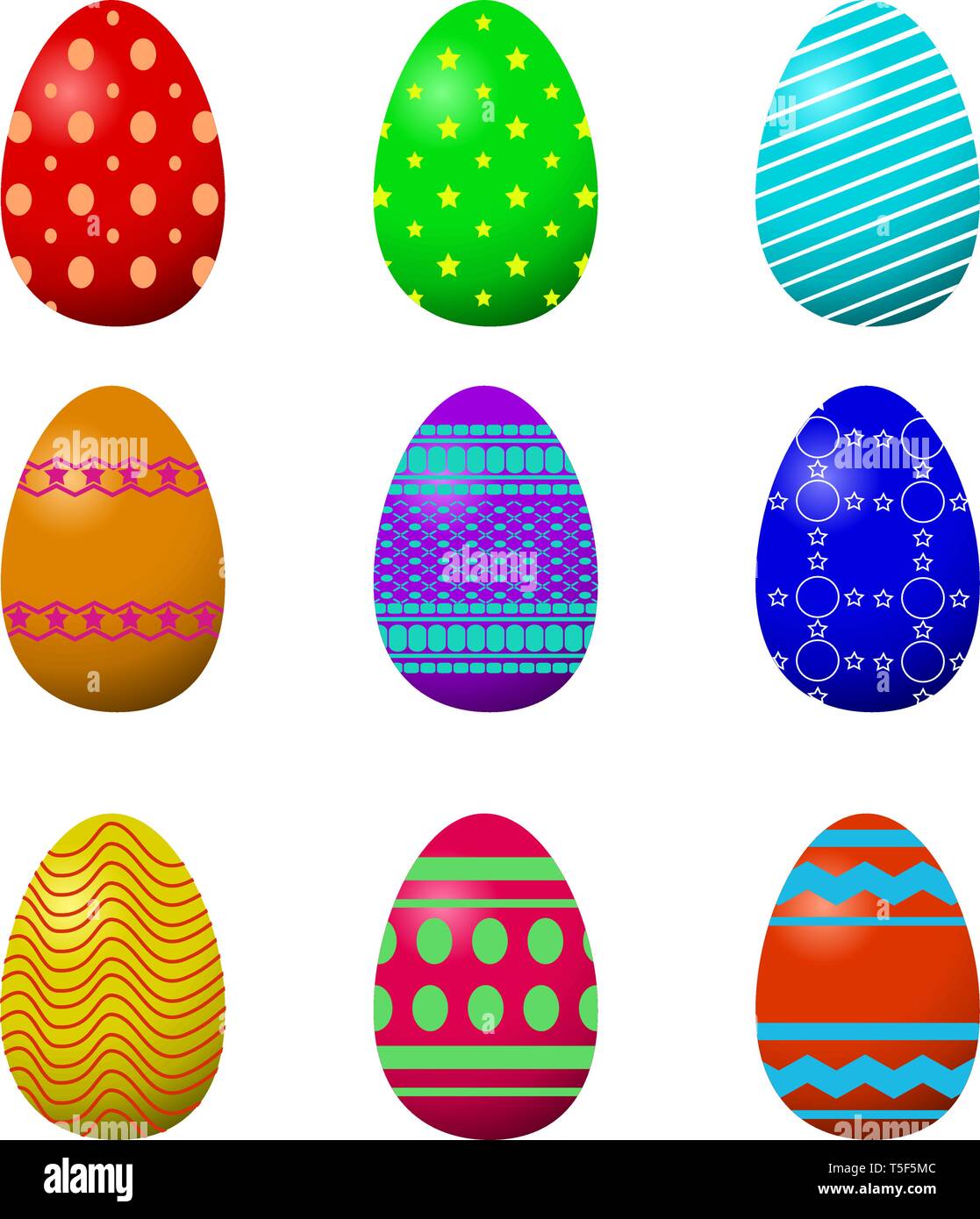 Colorful Easter eggs on the white background vector. Stock Vector