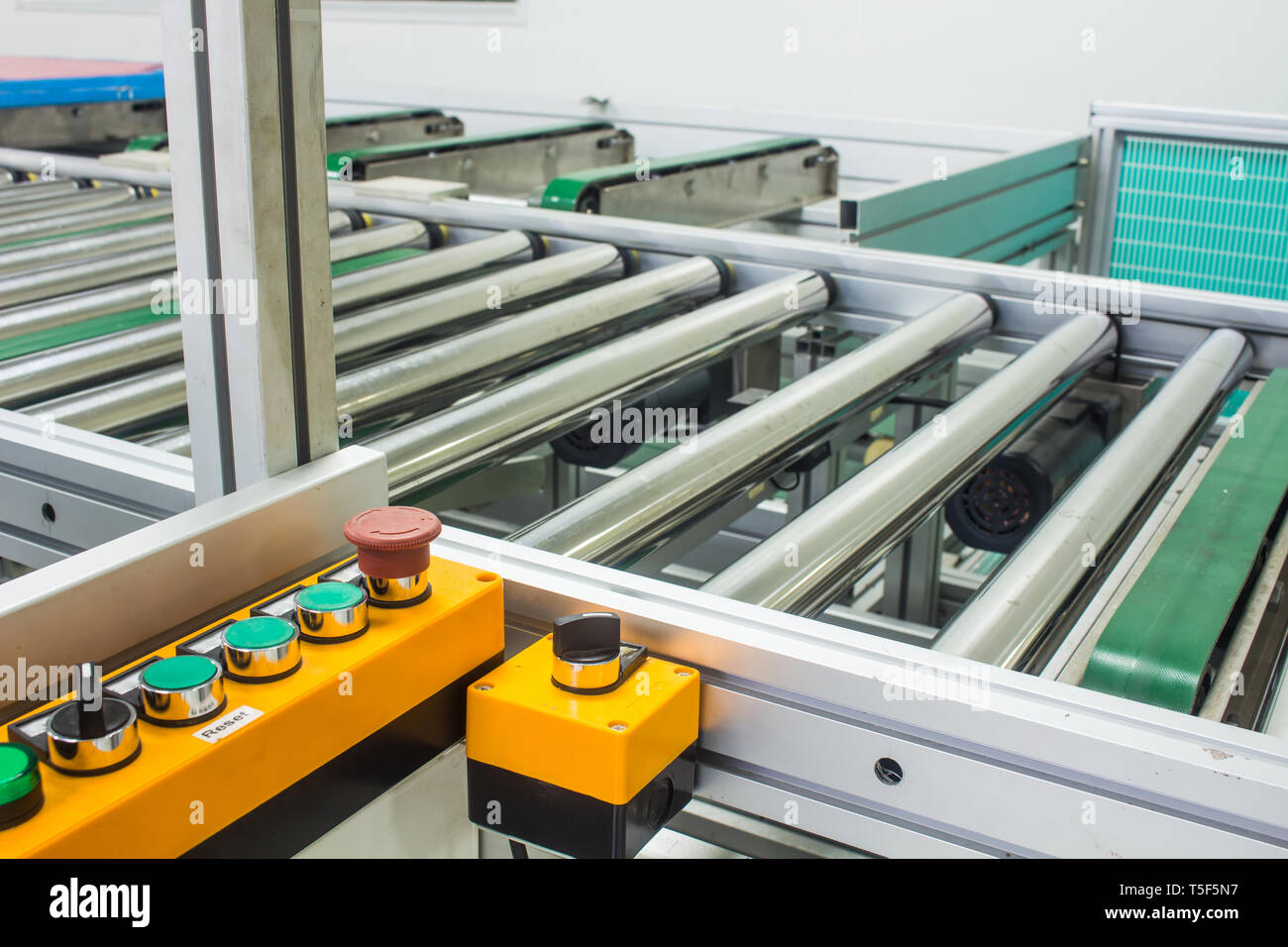 The emergency stop button on conveyor chain, and conveyor belt or auto