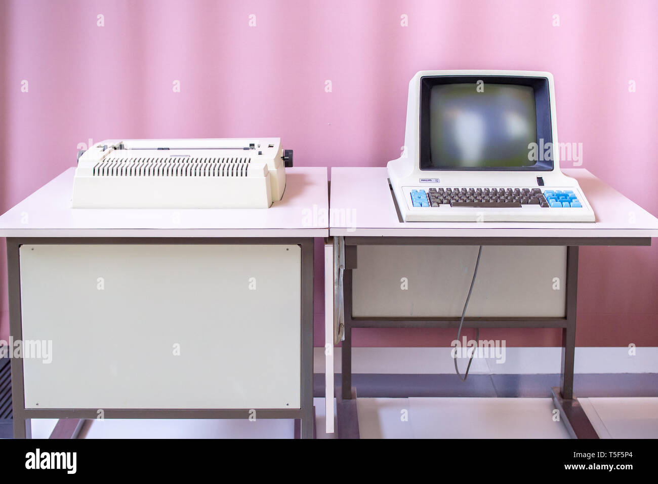 TERRASSA, SPAINMARCH 19, 2019 Automatic writing machine Philips P5002