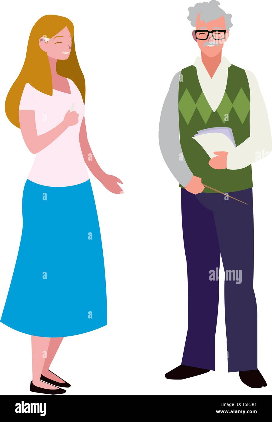 teachers couple avatars characters vector illustration design Stock ...