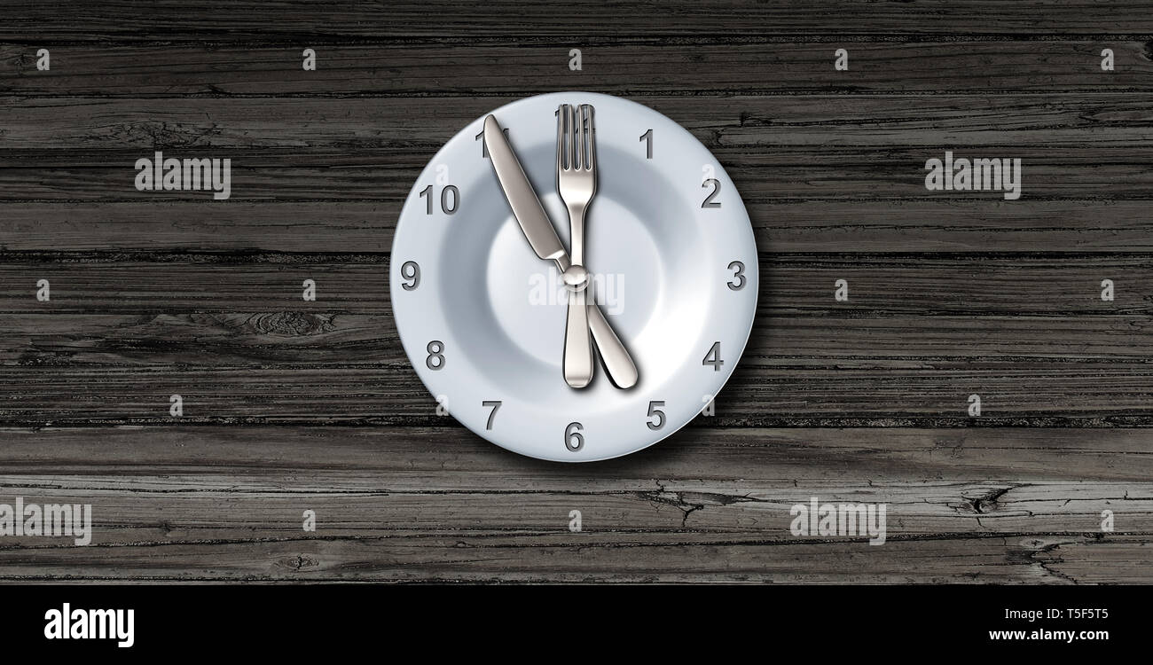 Intermittent fasting and calorie restriction or autophagy diet symbol nutrition concept promoting healthy benefits for prolonging lifespan. Stock Photo