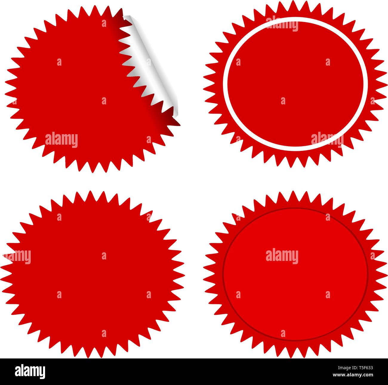 set Blank red circle sticker on a white background vector Stock Vector