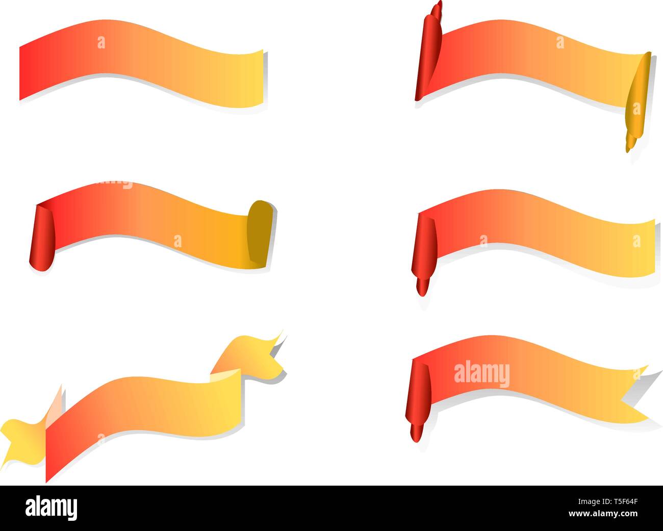 set red ribbon banner vector on white background. Stock Vector