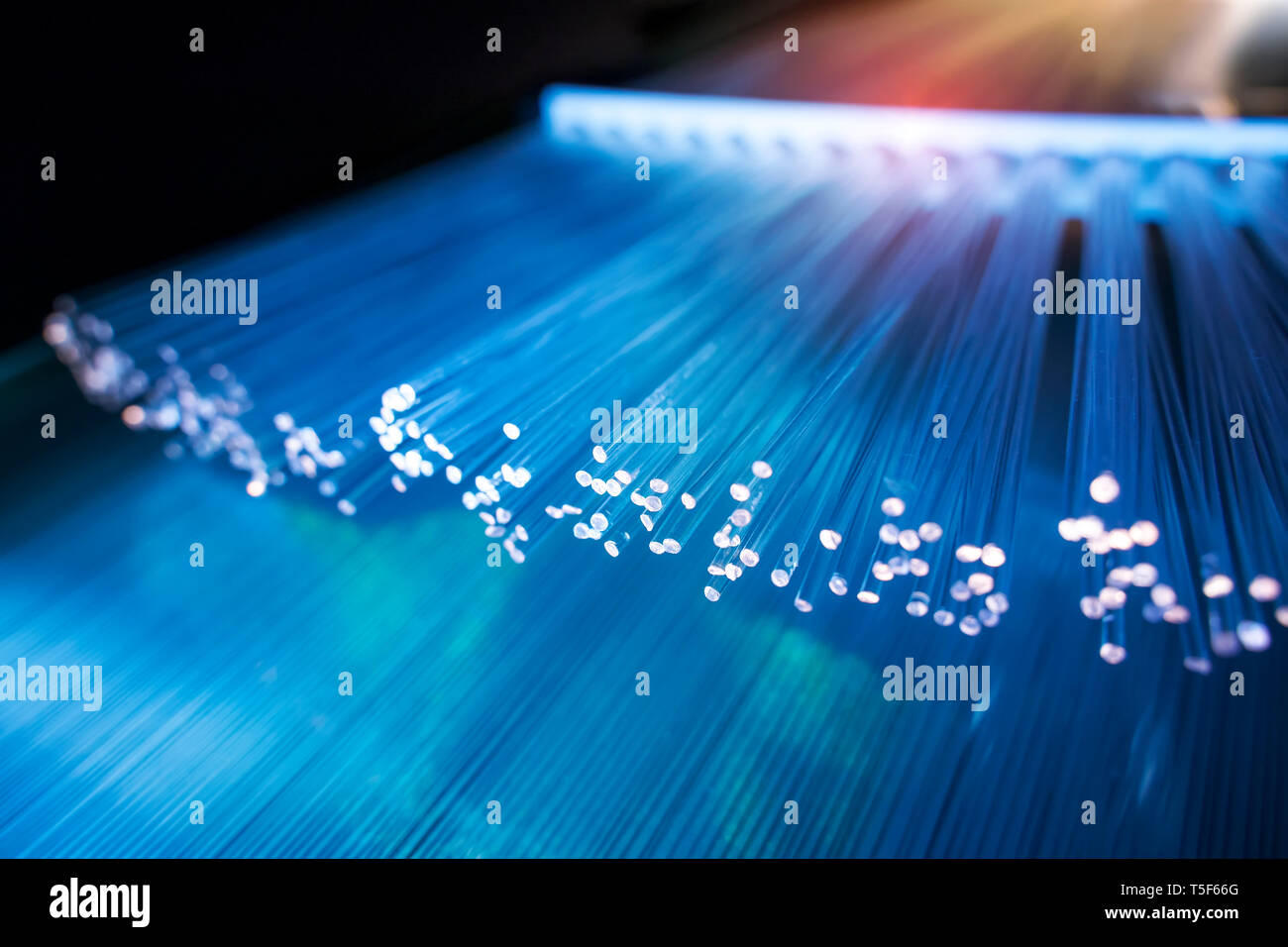 Fiber optics cable with lights abstract background Stock Photo