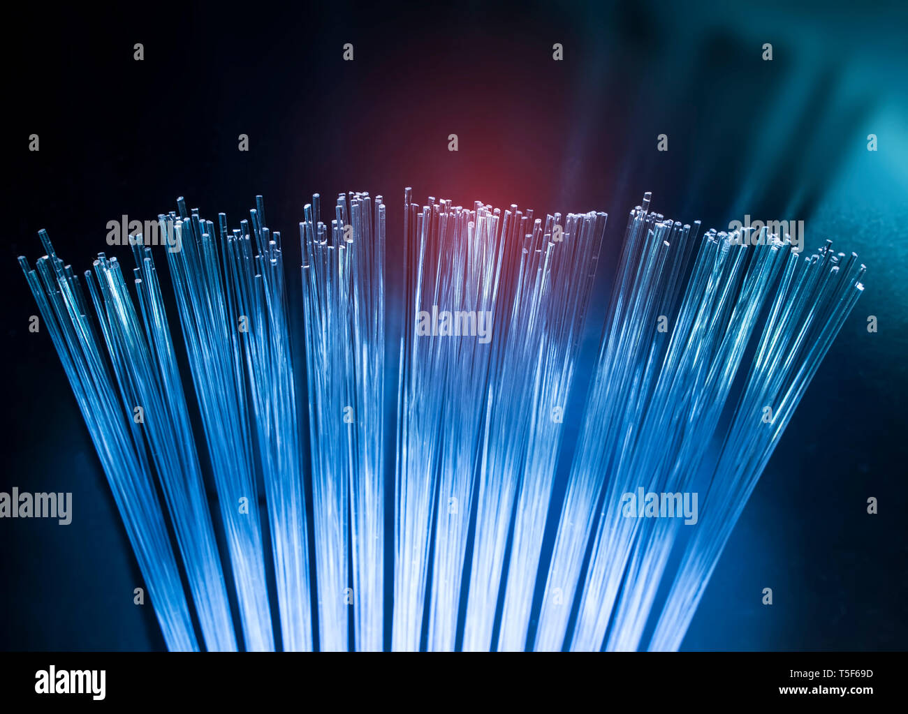 Fiber optics cable with lights abstract background Stock Photo