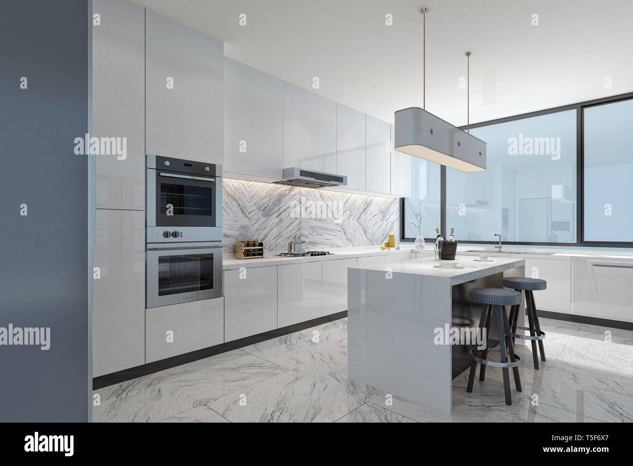 3d render modern minimal kitchen Stock Photo