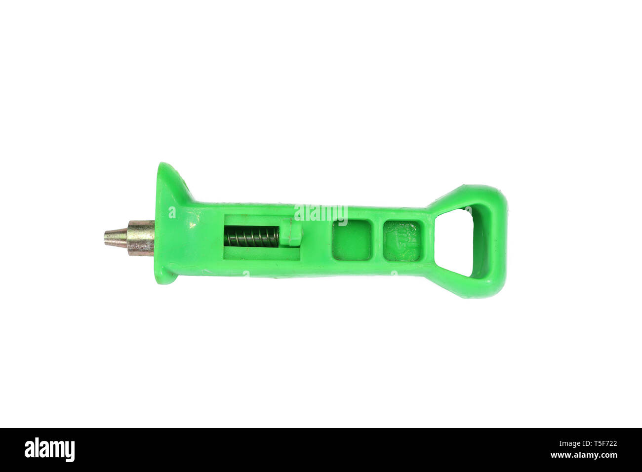 punch hole tools green color use in water irrigation system PE pipe drill metal Auxiliary installation barb High resolution image gallery. Stock Photo