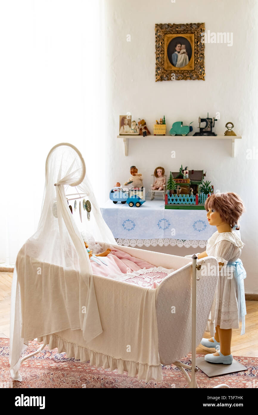 The room in kindergarten with toys and dolls for playing kids Stock