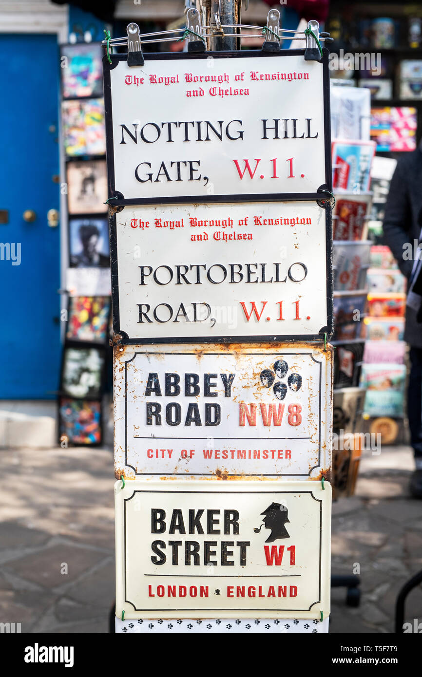 London tourist souvenir street signs Stock Photo