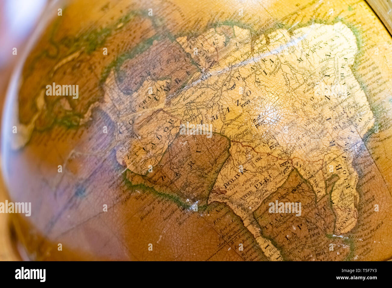 Old globe on bookshelf background with Selective focus and Retro style Science Stock Photo Alamy