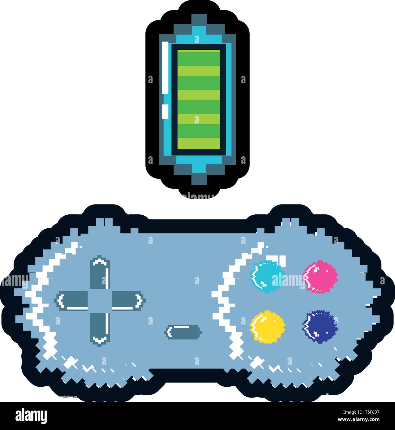 video game control with battery pixelated vector illustration design ...
