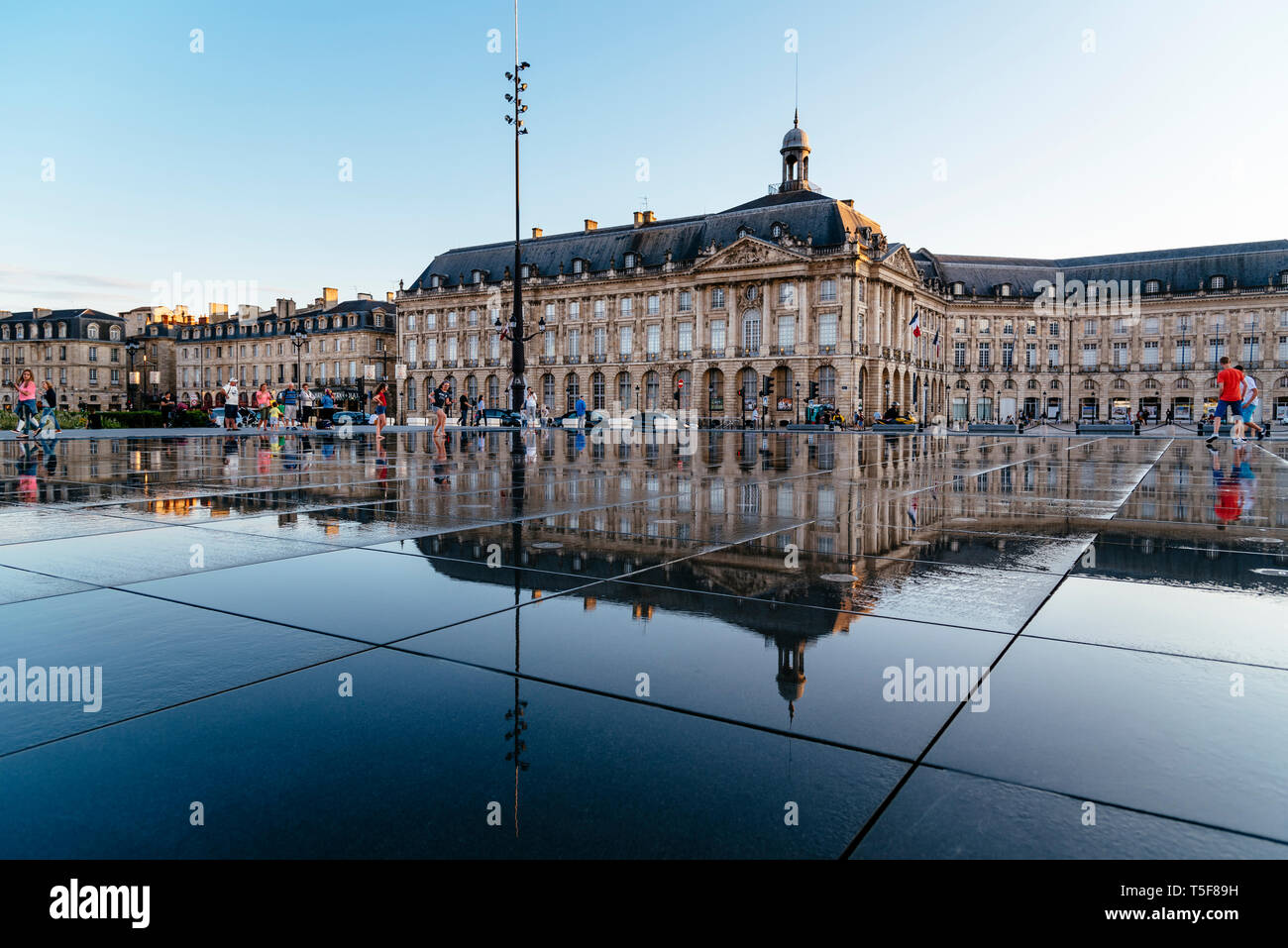 Water Mirror and Stock Exchange Palace in Bordeaux Stock Photo