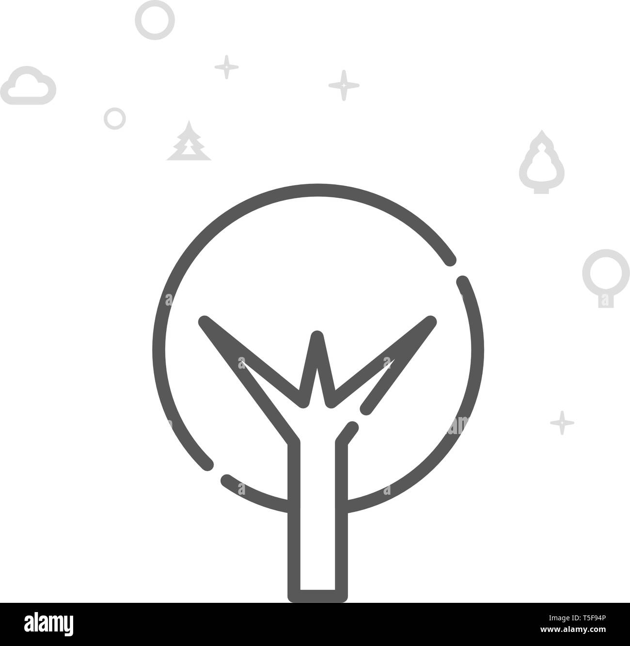 Round Tree Vector Line Icon. Wild Tree Symbol, Pictogram, Sign. Light ...
