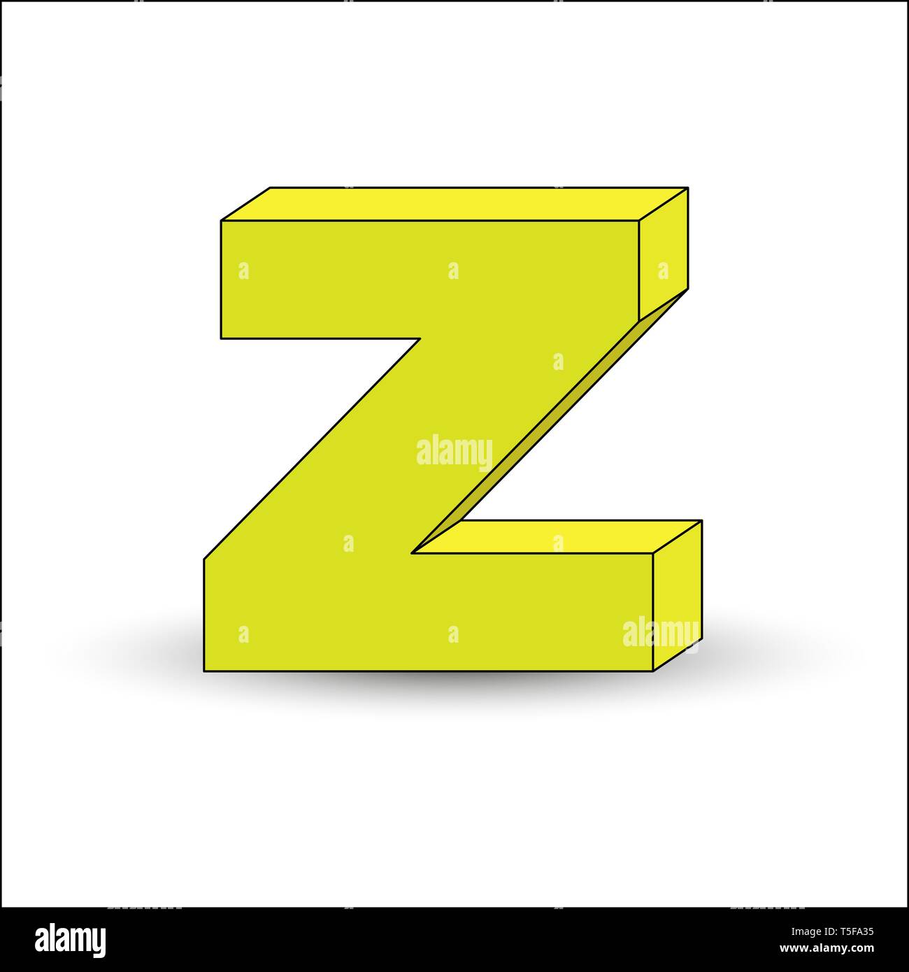 Three-dimensional image of the letter Z. the Simulated 3D volume, simple design Stock Vector