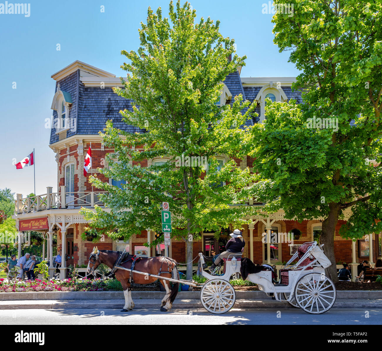 NIiagara on the lake, Ontario - June 14, 2018: The Historic Prince of Wales Hotel in Niagara On The Lake, Ontario, Canada is a three story hotel with  Stock Photo