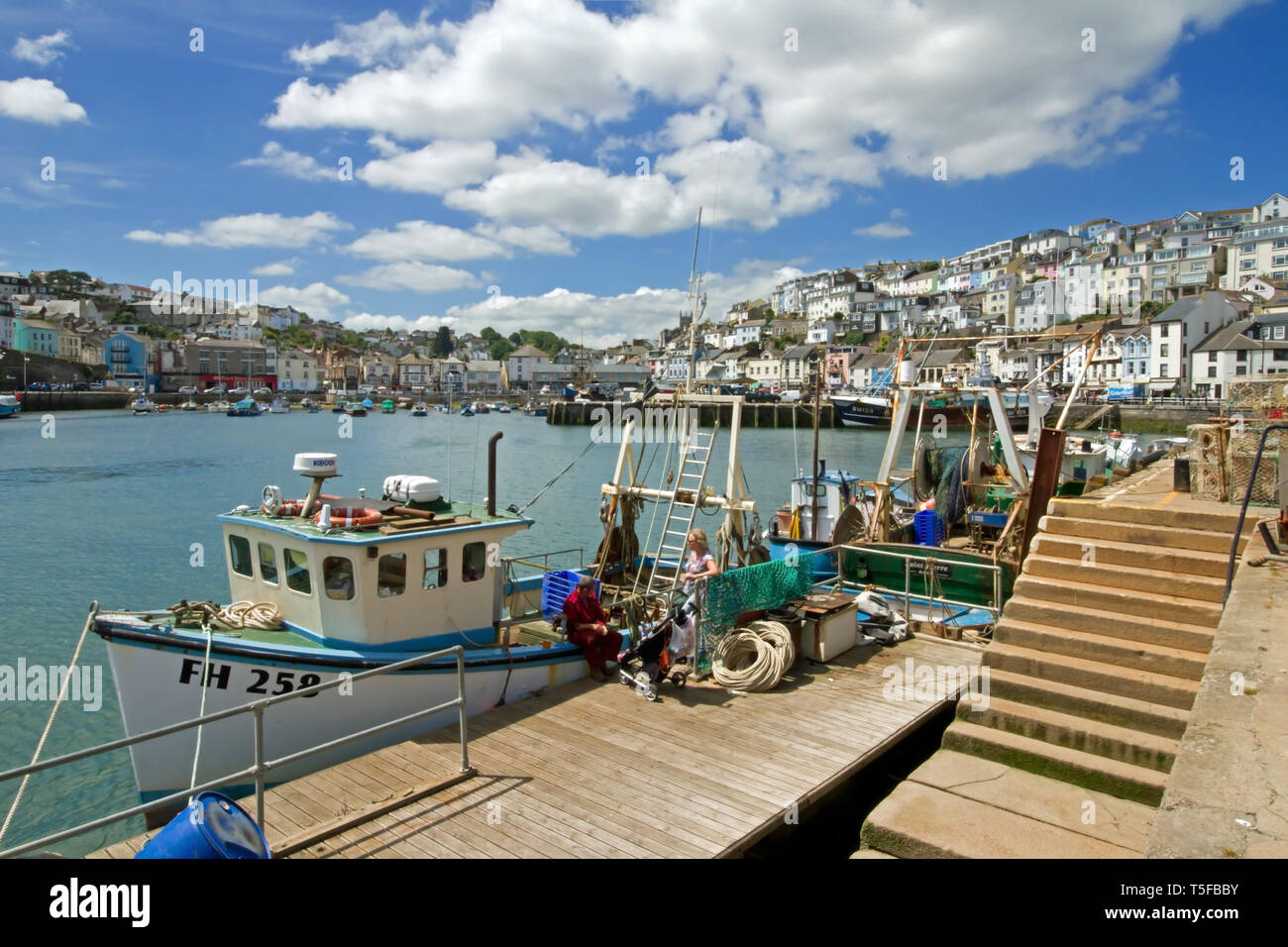 Fishing boats Brixham harbour south Devon on the English Riviera Stock Photo