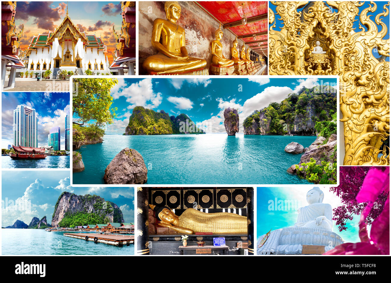 Thailand and phuket collage.Scenery landscape and travel concept design.Vacation and holidays background Stock Photo