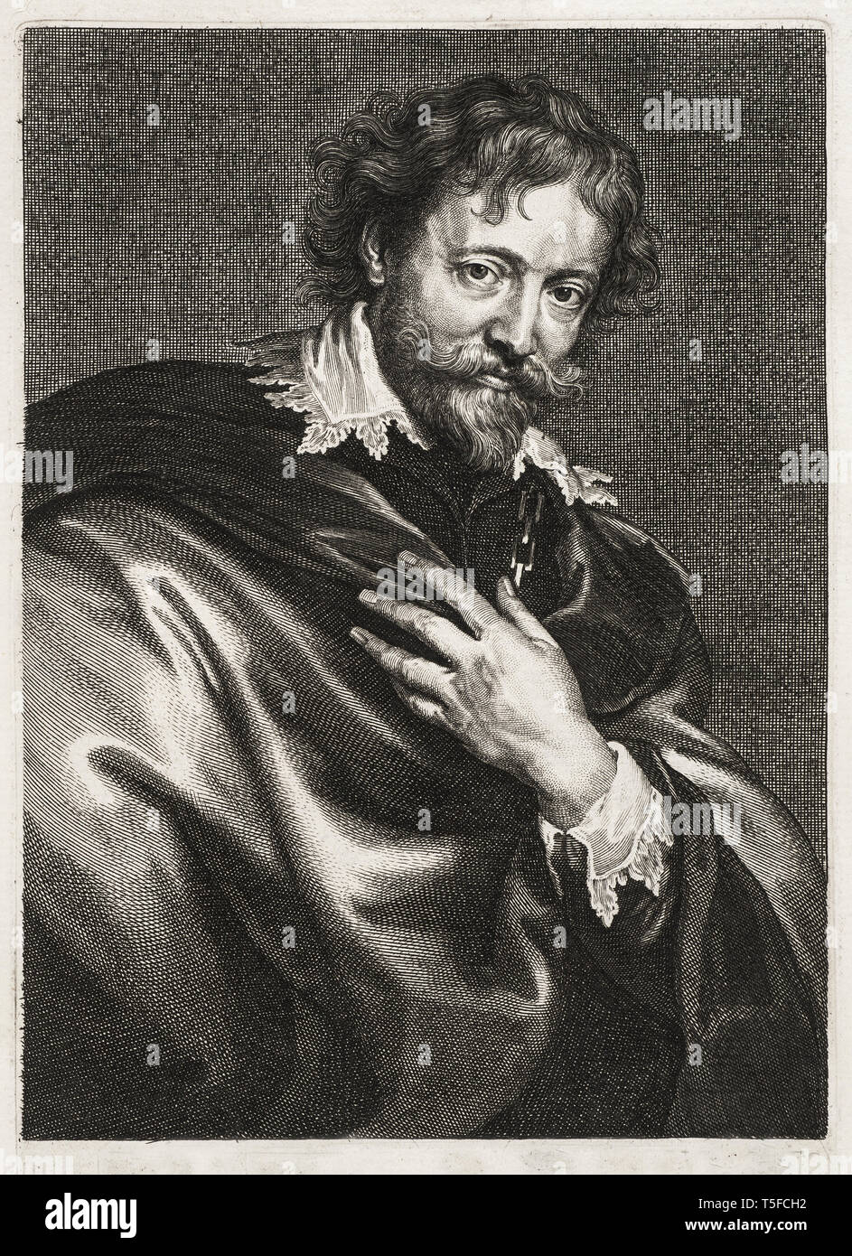 Portrait of sir Peter Paul Rubens (1577 – 1640).  Flemish artist. He is considered the most influential artist of Flemish Baroque tradition. Stock Photo