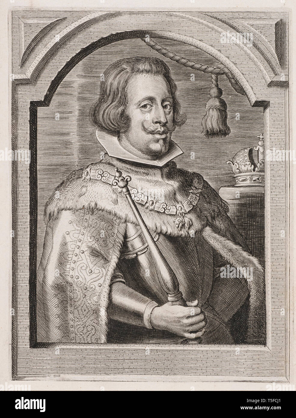 Potrait of Philip IV (1605 – 1665). King of Spain (as Philip IV in Castile and Philip III in Aragon) and Portugal (as Philip III). He ascended the thr Stock Photo