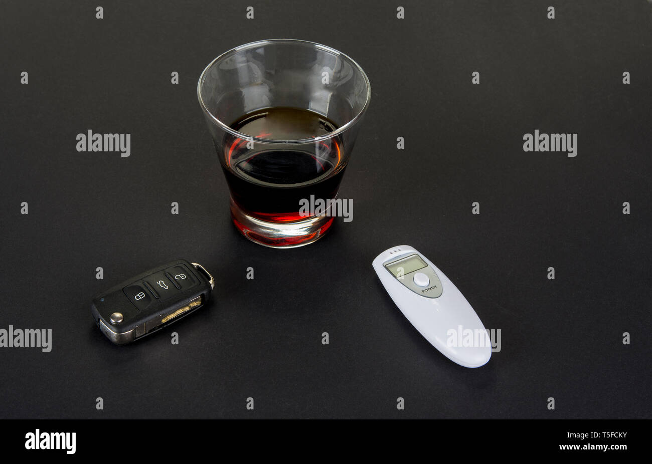 Check alcohol level before you drive. Don't drink and drive concept Stock Photo