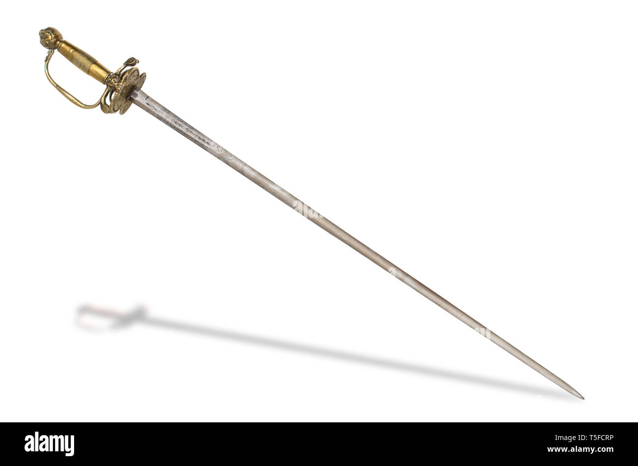 The 18th century western european small court sword with flattened diamond shape blade. Stock Photo