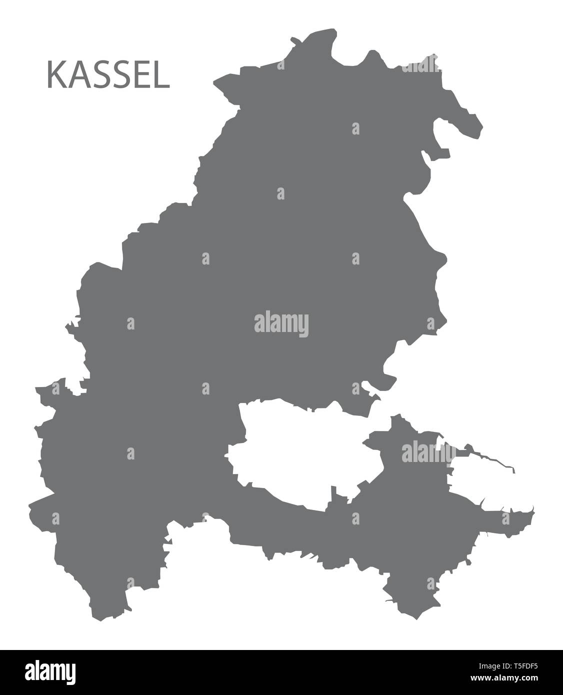 Kassel grey county map of Hessen Germany Stock Vector