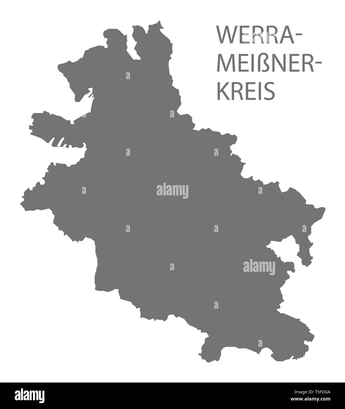 Werra-Meissner-Kreis grey county map of Hessen Germany Stock Vector