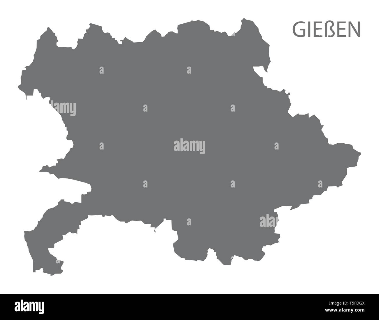 Giessen grey county map of Hessen Germany Stock Vector