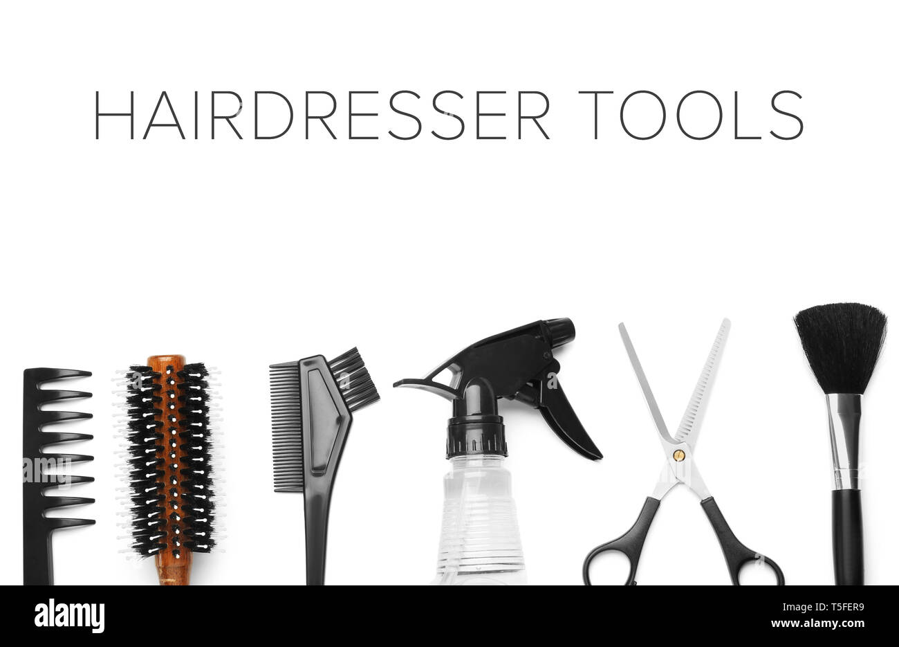 Professional Hairdresser S Supplies On White Background Stock