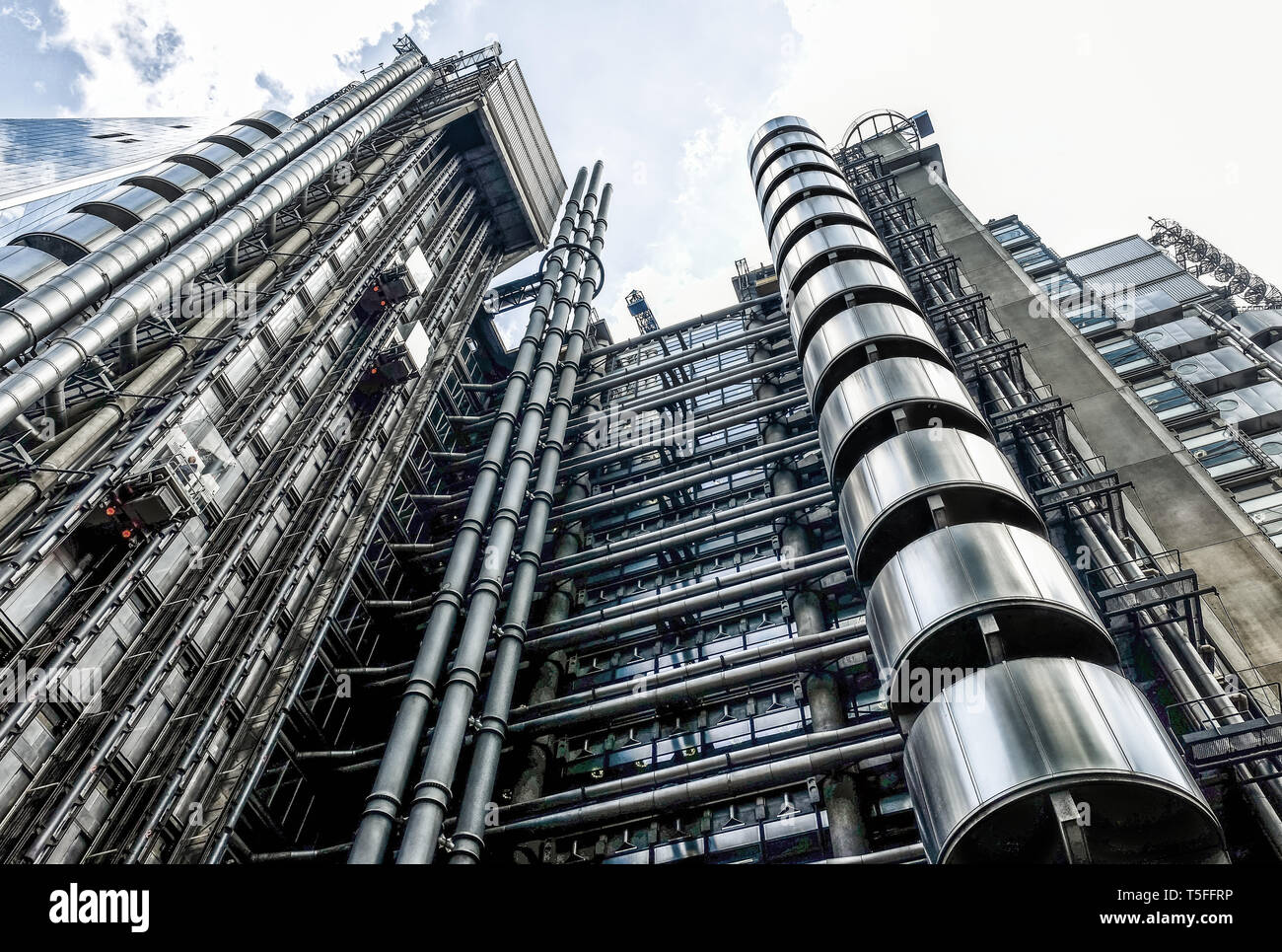 London, UK, Aug 2018, facade of The Lloyd's building in the City of London. Stock Photo