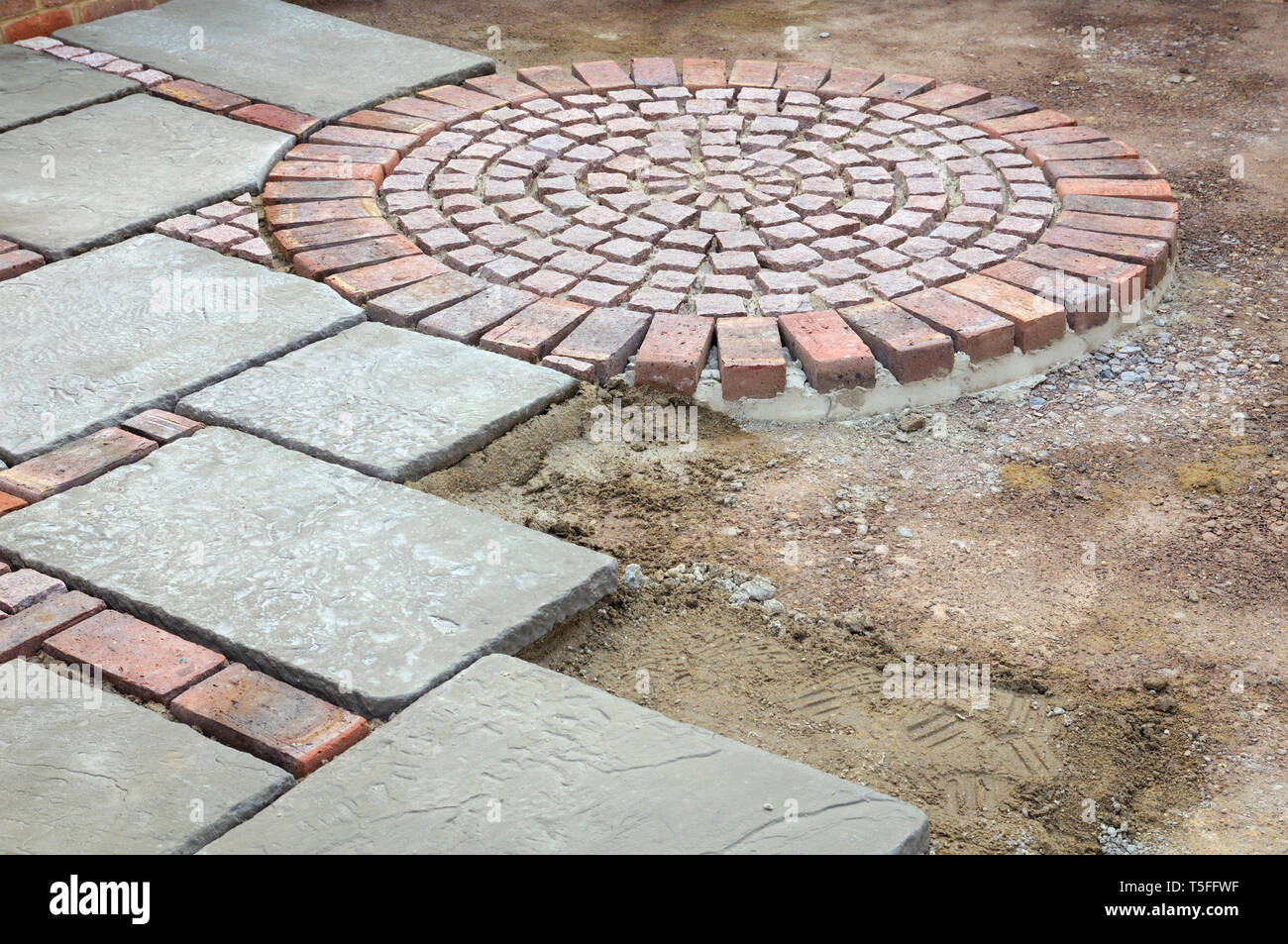 Laying a patio Stock Photo