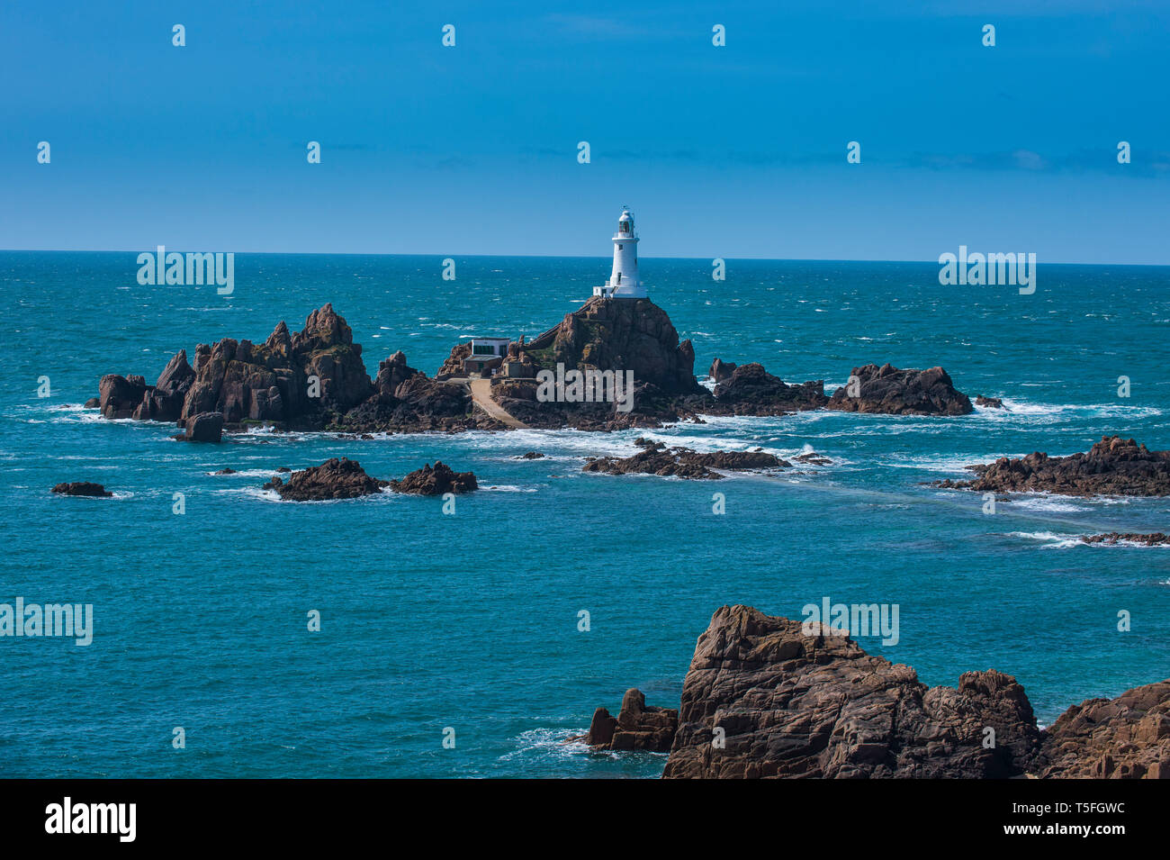 La Corbiere lighthouse, Jersey, Channel Islands, United kingdom Stock Photo