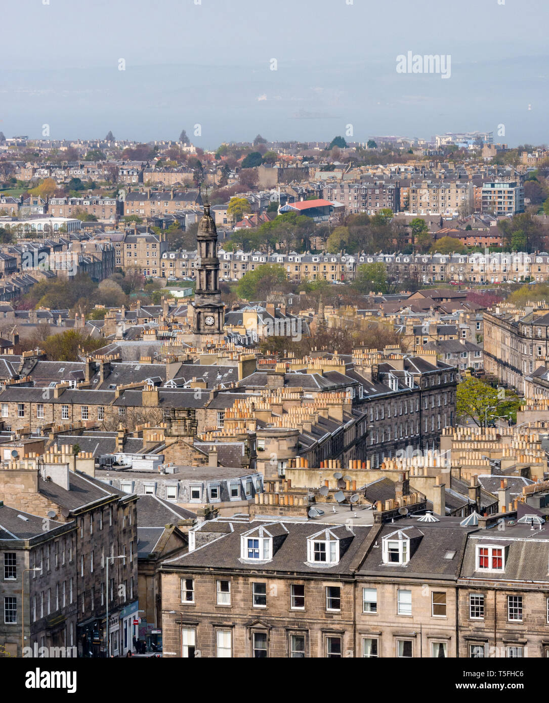 View over New Town tenements from Calton Hill, Edinburgh, Scotland, UK Stock Photo