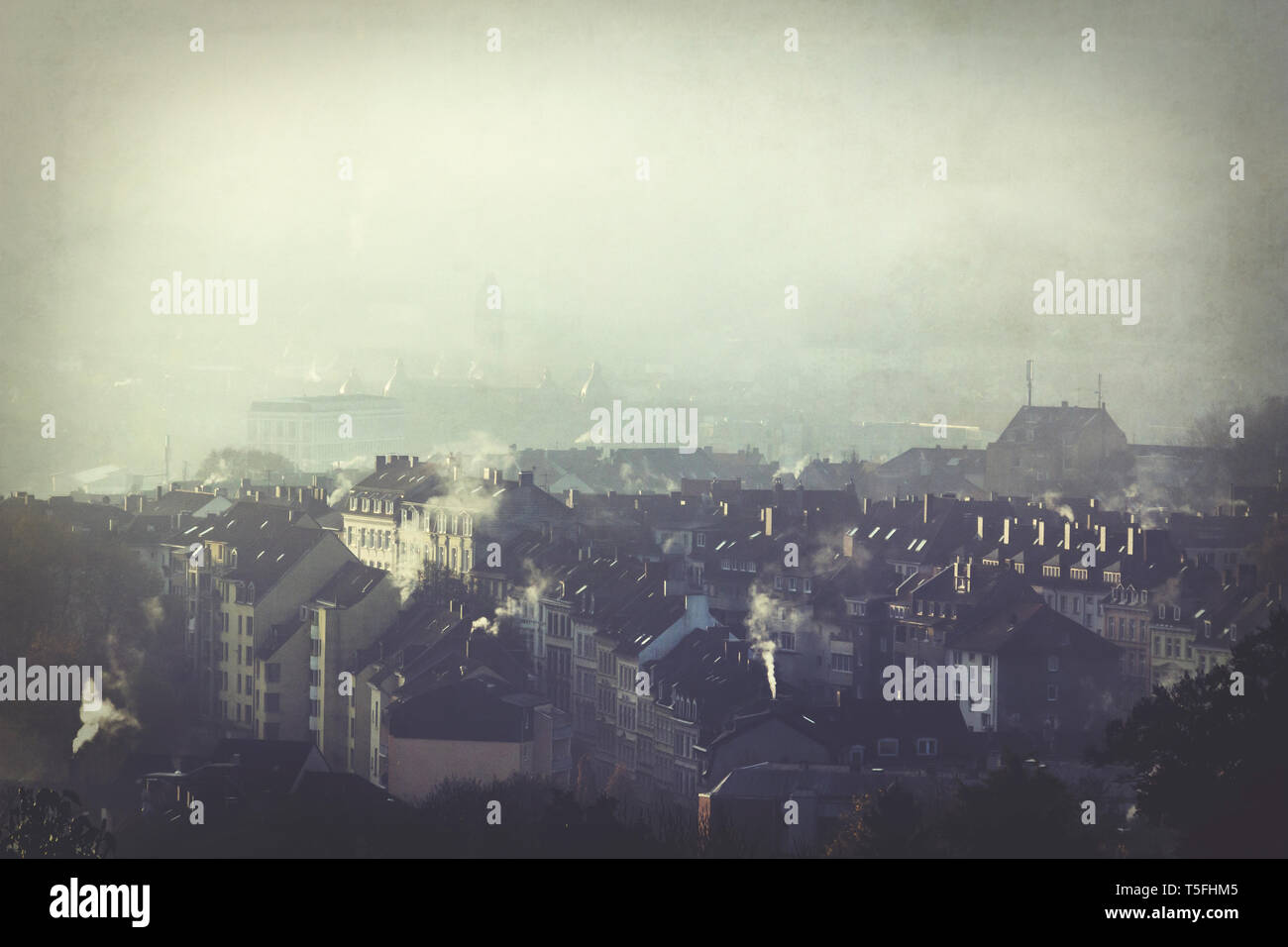 Germany, Wuppertal, Nordstadt, houses  on a hazy winter morning Stock Photo