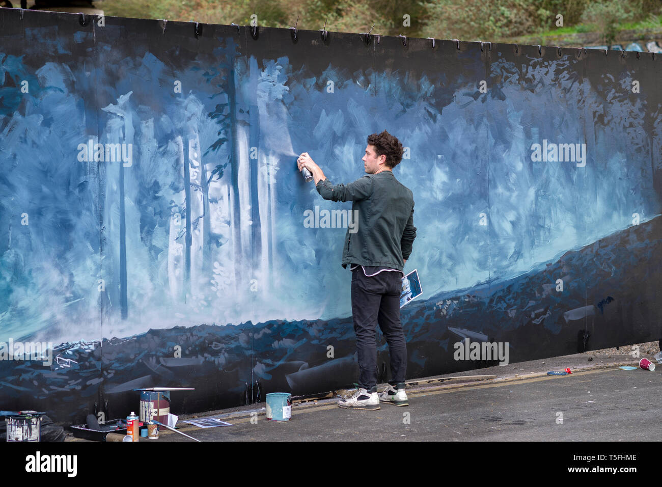 Street artist painting in London Stock Photo