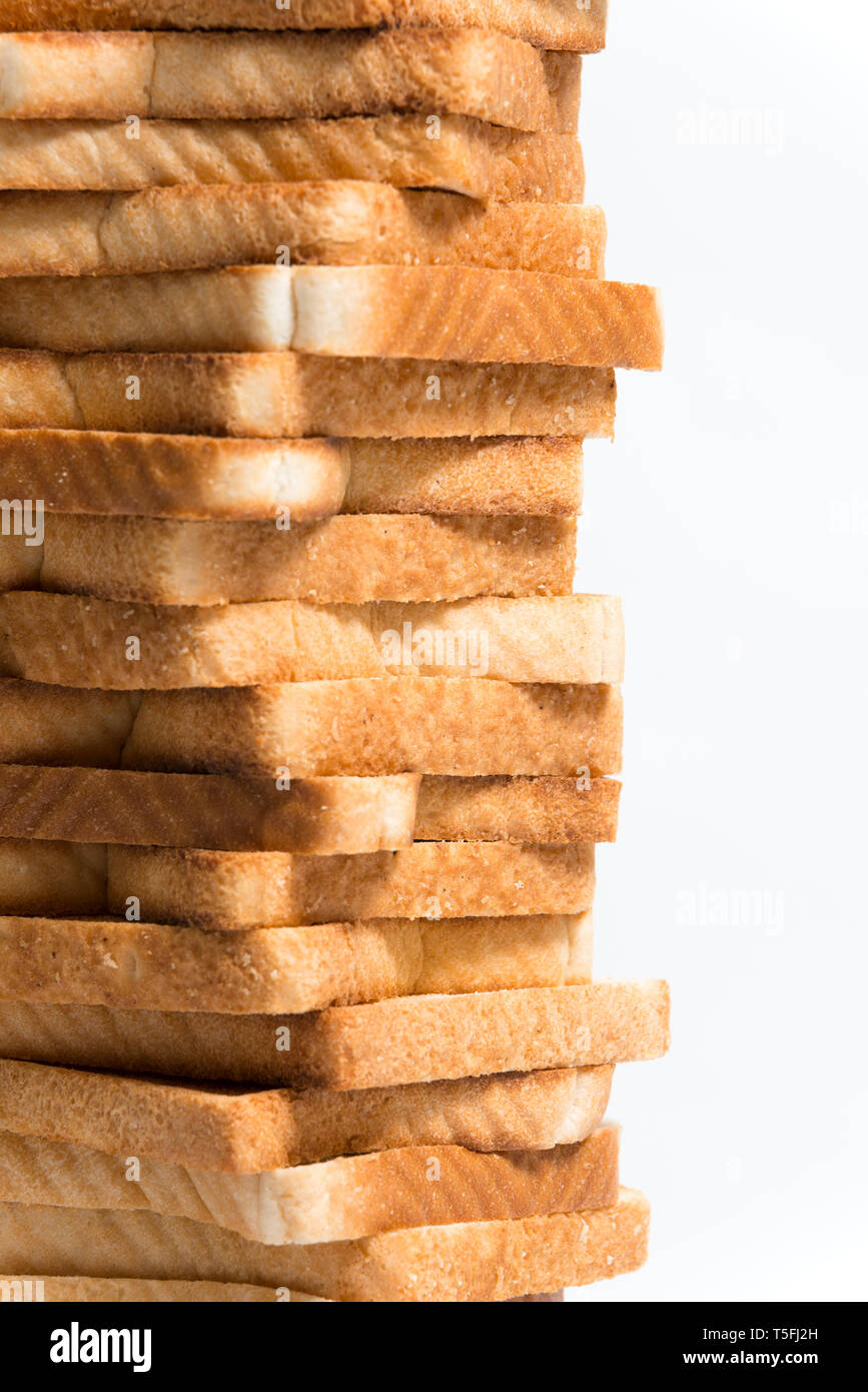 Close up detail of a tower of toasted bread Stock Photo