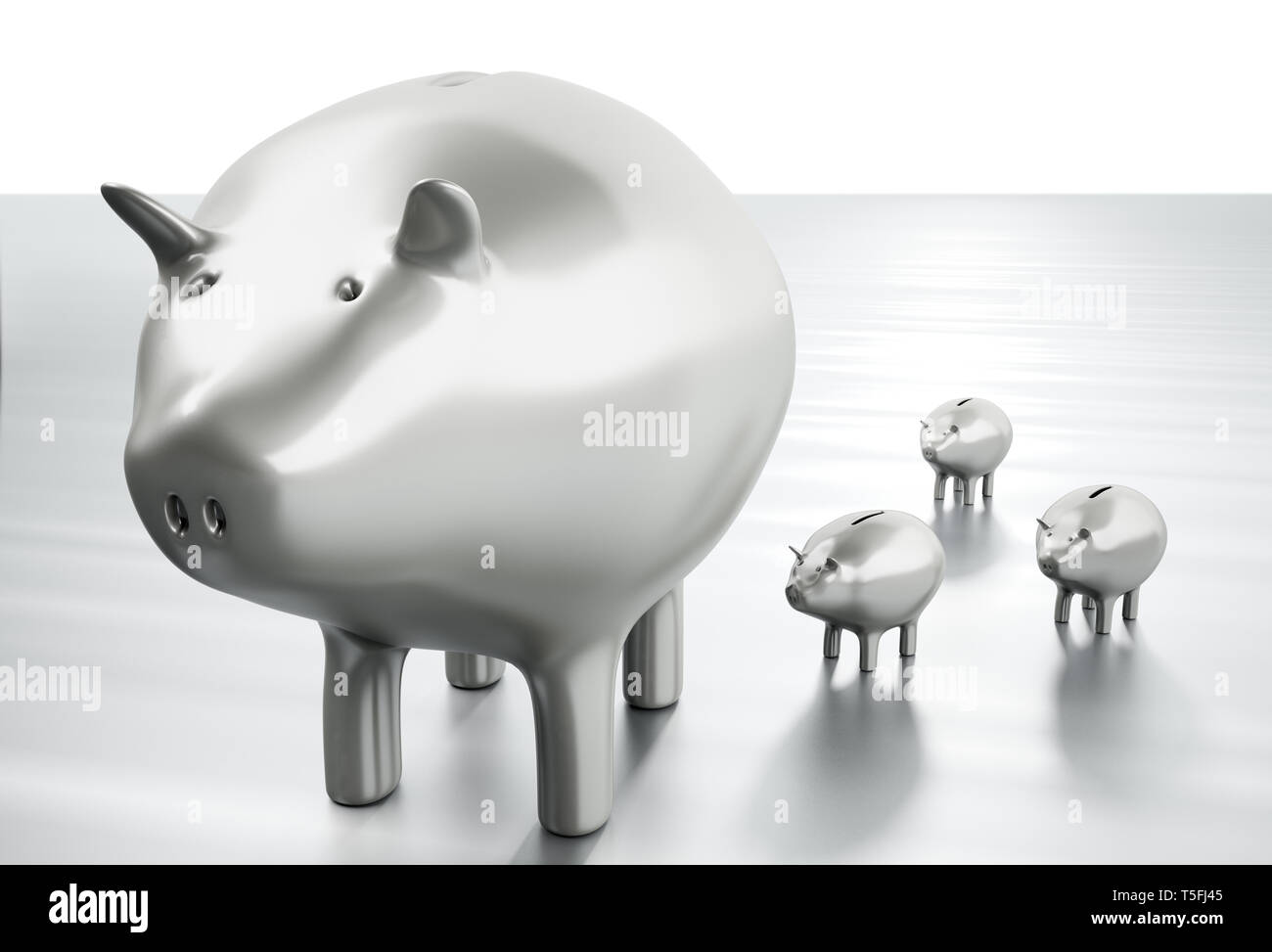 3D rendering of big and little piggy banks Stock Photo - Alamy