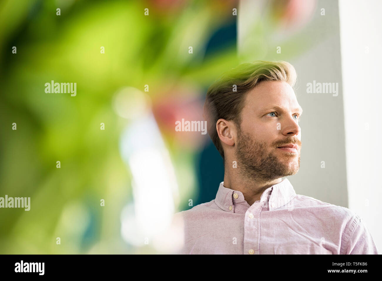 Portrait of bearded man looking away Stock Photo