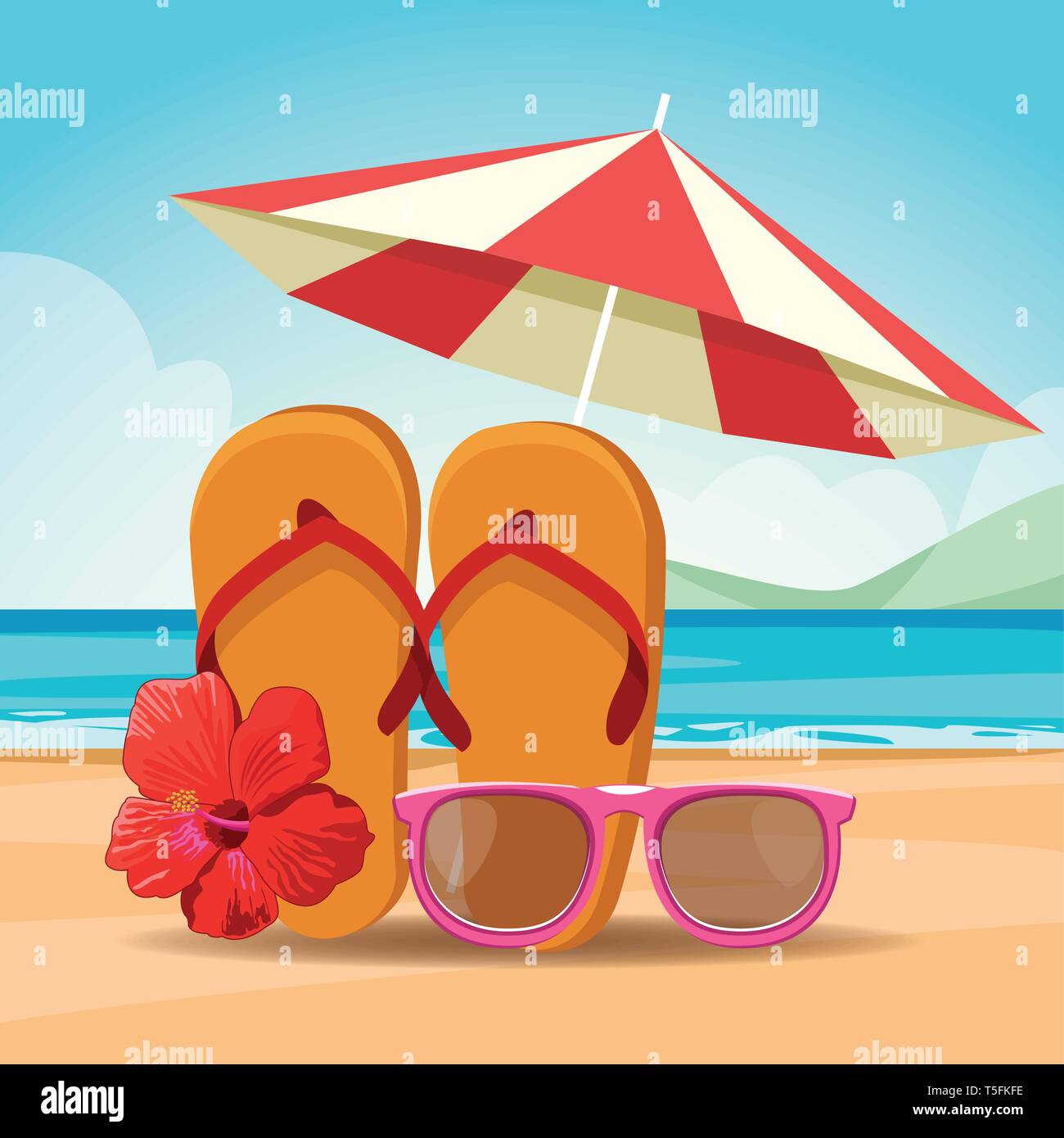 sandals sunglasses and umbrella Stock Vector Image & Art - Alamy