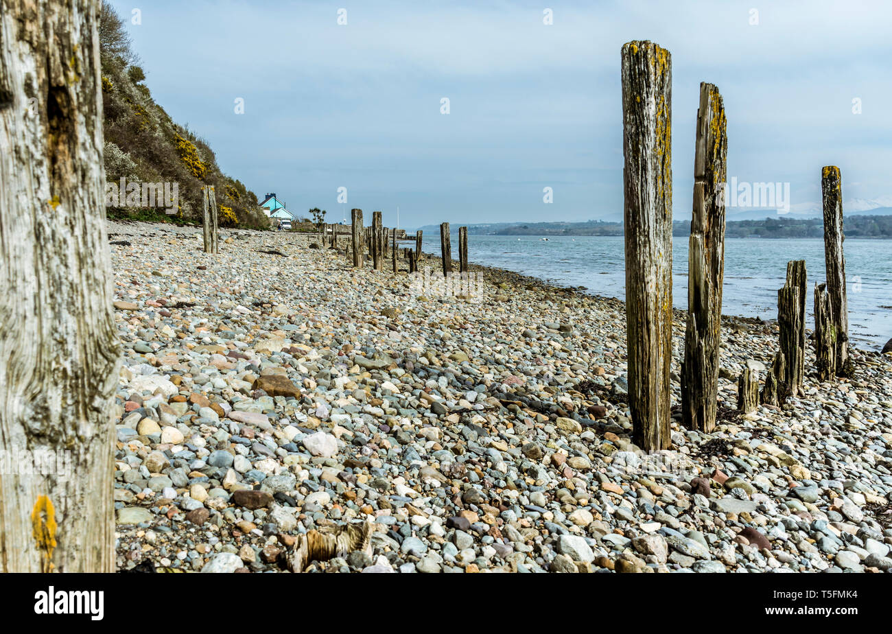 A view of the Menai Strait at Brynsiencyn, Anglesey, North Wales, UK