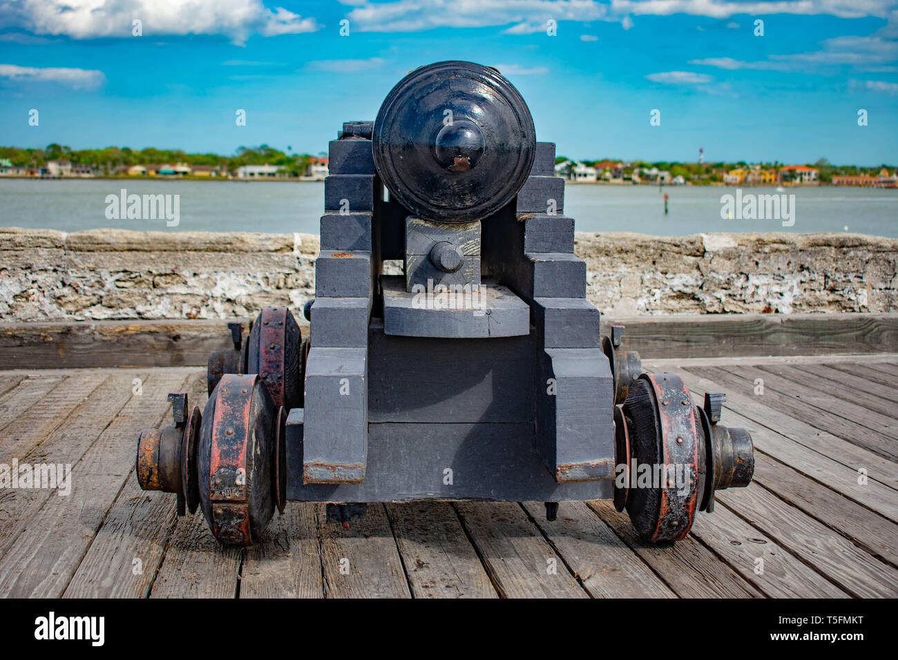 St. Augustine, Florida. March 31 , 2019 . Cannon on gundeck in Castillo ...