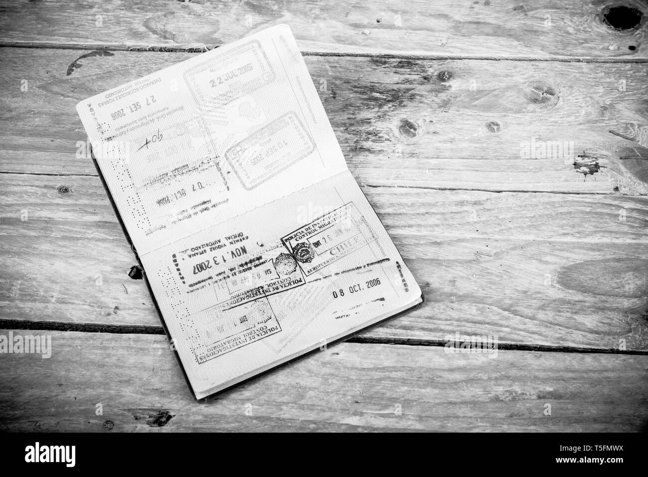 Old passport full of stamps from many countries Stock Photo Alamy